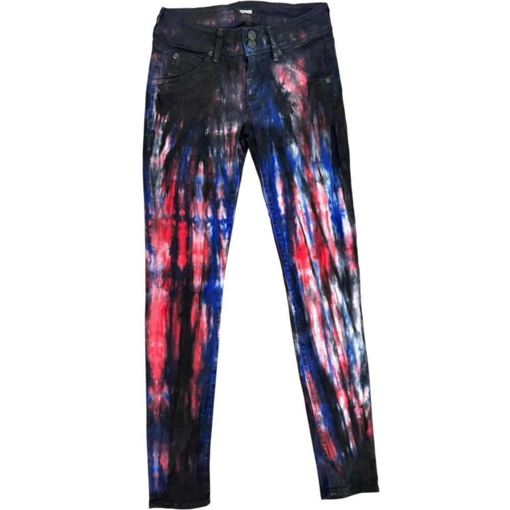 Hudson Jeans Tie Dye Skinny Pants Red White Blue Size 26